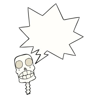 karikatür ürkütücü kafatası ve konuşma balonu