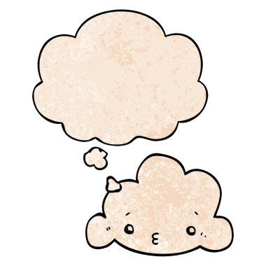 sevimli karikatür bulut ve grunge doku desen düşünce balonu 