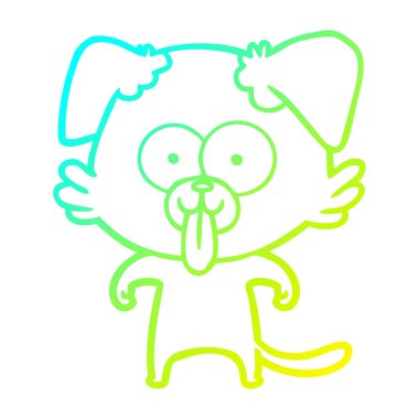 dil dışarı yapışmasını ile soğuk degrade çizgi çizim karikatür köpek