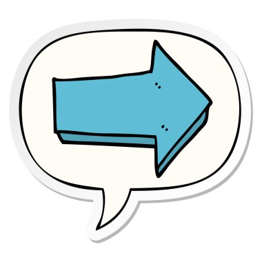 karikatür ok ve konuşma kabarcık etiket