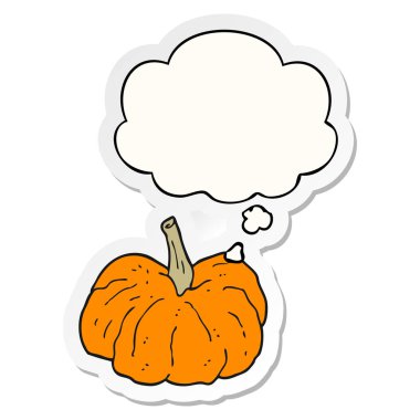 karikatür kabak ve baskılı bir etiket olarak kabarcık düşünce