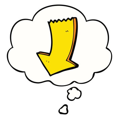 karikatür işaret ok ve düşünce kabarcık