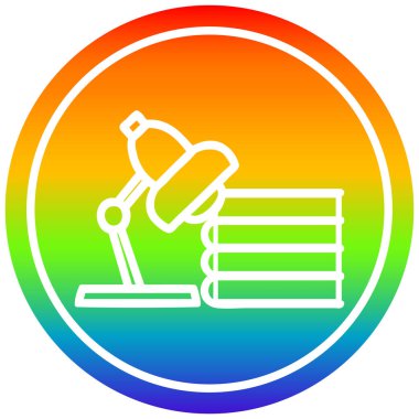 gökkuşağı spektrumunda lamba ve çalışma kitapları dairesel