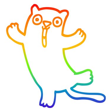 gökkuşağı gradyan çizgi çizim karikatür mutlu kedi