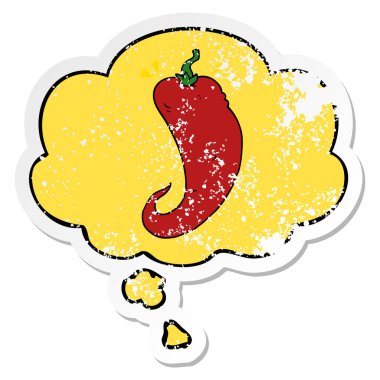 karikatür biber ve sıkıntılı yıpranmış sti olarak kabarcık düşünce