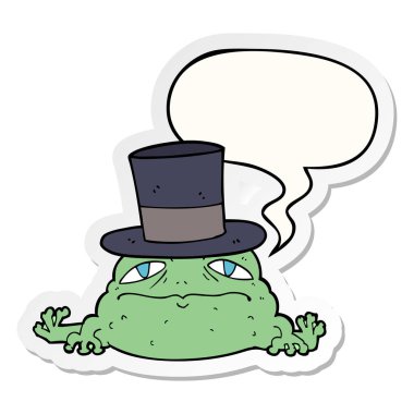karikatür zengin kurbağa ve konuşma balonu etiket