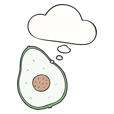 karikatür avokado ve düşünce balonu