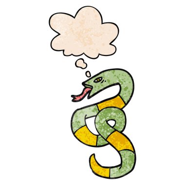 karikatür yılan ve grunge doku desen tarzında düşünce balonu