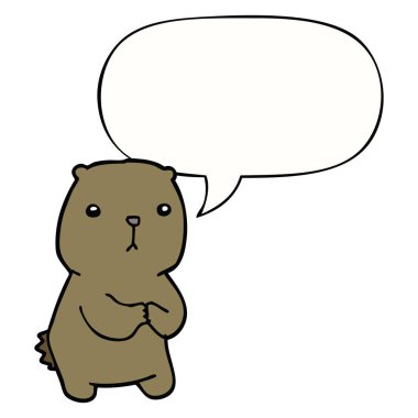 karikatür endişeli ayı ve konuşma balonu