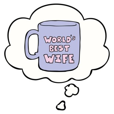 dünyalar en iyi karısı kupa ve düşünce balonu