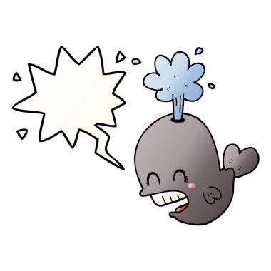 düzgün degrade stil demleme balina ve konuşma balonu spouting karikatür