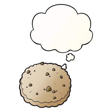 karikatür bisküvi ve pürüzsüz degrade tarzında düşünce balonu