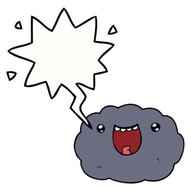 karikatür mutlu bulut ve konuşma kabarcık