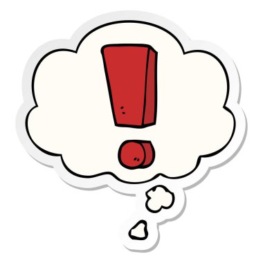 karikatür ünlem işareti ve basılı bir etiket olarak düşünce balonu