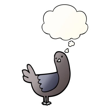 karikatür güvercin ve pürüzsüz degrade tarzında düşünce balonu