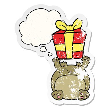 sevimli karikatür noel ayı sıcağa ve sıkıntılı bir w olarak kabarcık düşünce