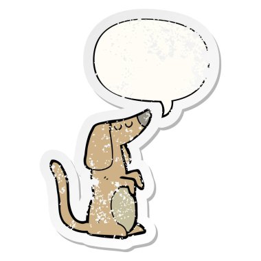 karikatür köpek ve konuşma balonu sıkıntılı etiket