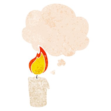 karikatür mum ve Retro dokulu tarzı kabarcık düşünce