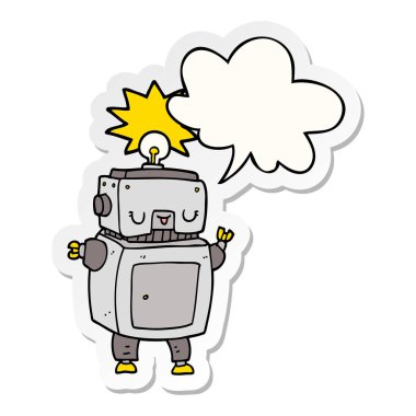 karikatür robot ve konuşma kabarcık etiket