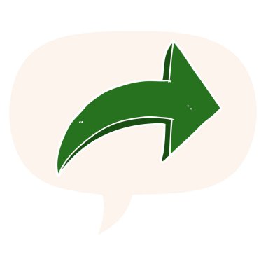 retro tarzında karikatür işaret ok ve konuşma balonu