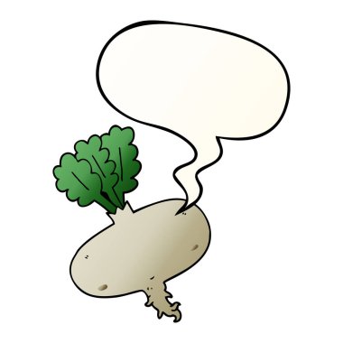 düzgün degrade tarzında karikatür pancar ve konuşma balonu