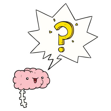 karikatür meraklı beyin ve konuşma balonu