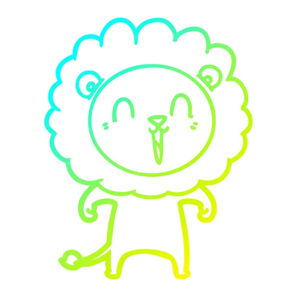 Kall gradient linje ritning skrattande lejon tecknad — Stock vektor
