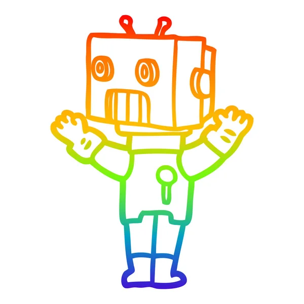 Arco iris gradiente línea dibujo dibujos animados robot — Archivo Imágenes Vectoriales