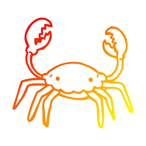 Dessin ligne gradient chaud crabe dessin animé — Image vectorielle