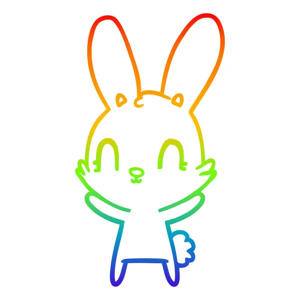 Rainbow gradient ligne dessin mignon dessin animé lapin — Image vectorielle