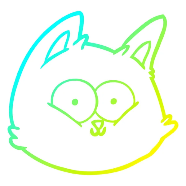 Frío gradiente línea dibujo dibujos animados gato cara — Vector de stock