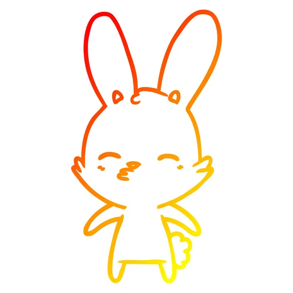 Chaud gradient ligne dessin curieux lapin dessin animé — Image vectorielle