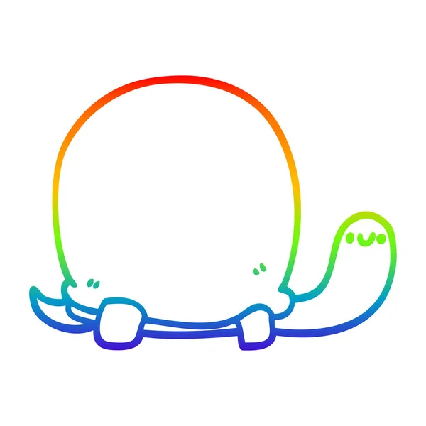 Rainbow gradient line drawing cute cartoon tortoise — Stock Vector