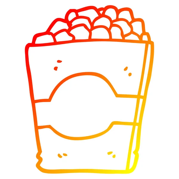 Chaud gradient ligne dessin dessin animé popcorn — Image vectorielle