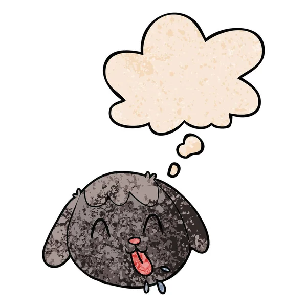 Cartoon hond gezicht en dacht bubble in grunge textuur patroon St — Stockvector