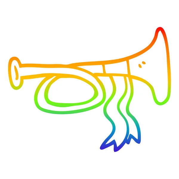 Regenboog gradiënt lijntekening cartoon Brass Horn — Stockvector