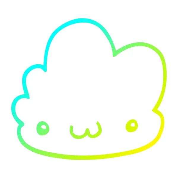 Línea de gradiente frío dibujo linda nube de dibujos animados — Vector de stock