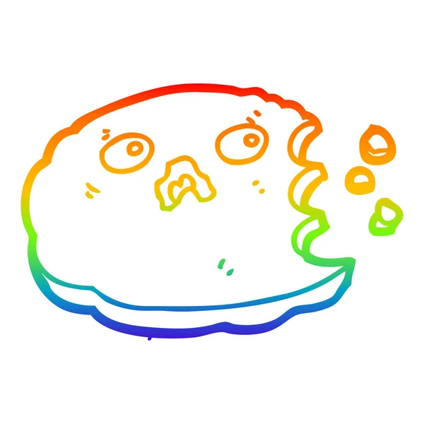 Rainbow gradient linje ritning tecknad cookie — Stock vektor