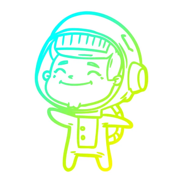 Холодна градієнтна лінія малюнок щасливий мультяшний астронавт — стоковий вектор