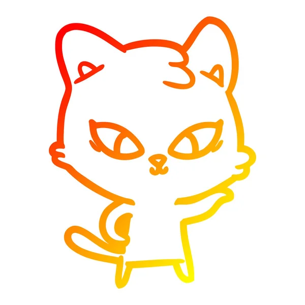 Chaud dégradé ligne dessin mignon dessin animé chat — Image vectorielle