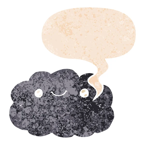 Retro dokulu tarzda karikatür bulut ve konuşma balonu — Stok Vektör