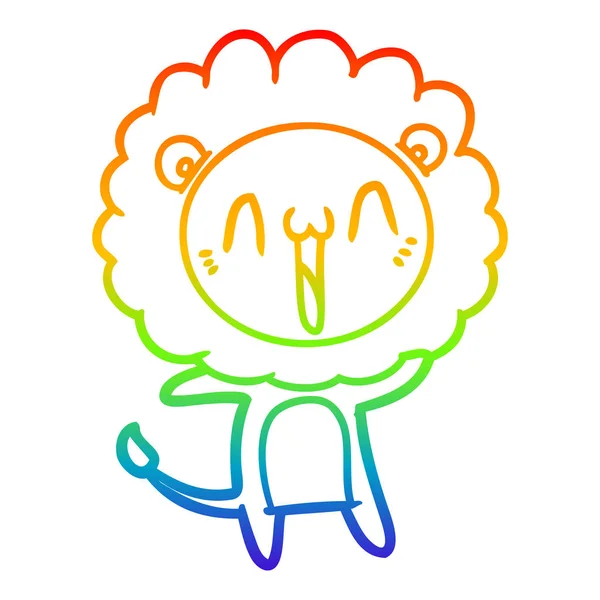 Arco iris gradiente línea dibujo feliz dibujos animados león — Vector de stock