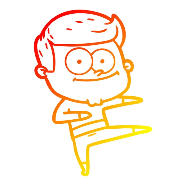 Warme Gradienten Linie Zeichnung Cartoon glücklicher Mann tanzen — Stockvektor