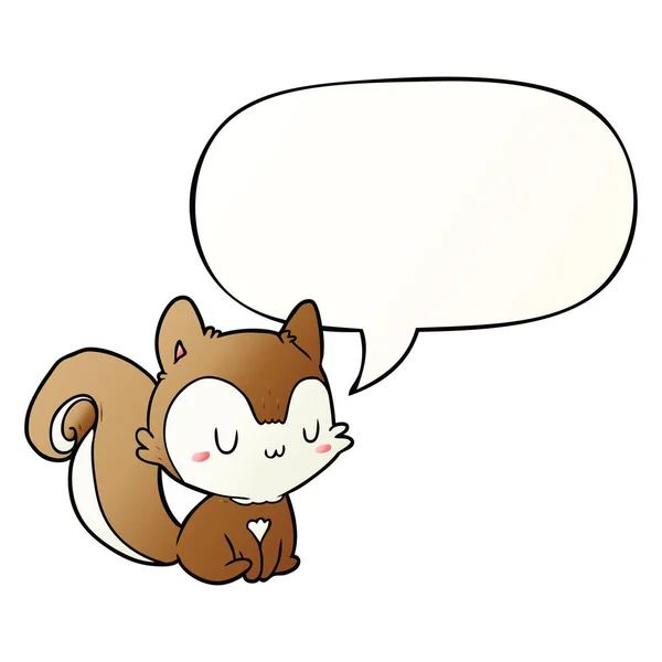 Cartoon eekhoorn en toespraak bubble in gladde kleurovergang stijl — Stockvector