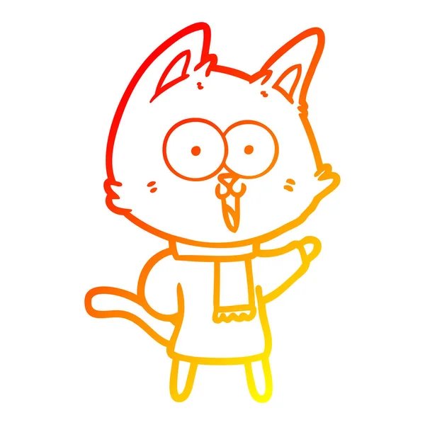 Linea gradiente caldo disegno divertente cartone animato gatto — Vettoriale Stock