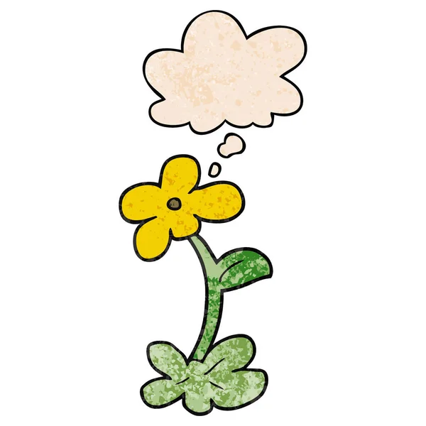 Καρτούν λουλούδι και φούσκα σκέψης σε γκραντζ μοτίβο υφή Styl — Διανυσματικό Αρχείο
