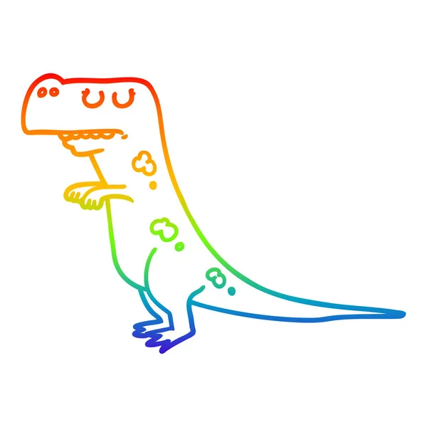 Gradient arc-en-ciel ligne dessin dessin animé dinosaure — Image vectorielle