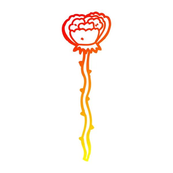Warm gradient line drawing cartoon flower — Stock Vector