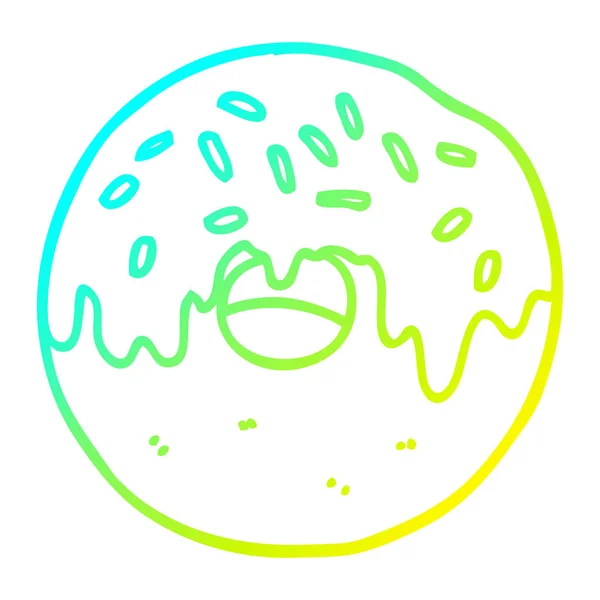 Línea de gradiente frío dibujo de dibujos animados donut — Vector de stock