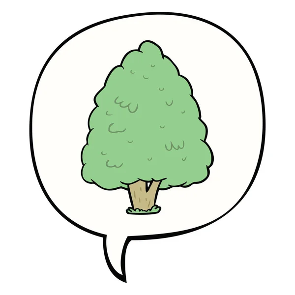 Karikatür uzun boylu ağaç ve konuşma balonu — Stok Vektör